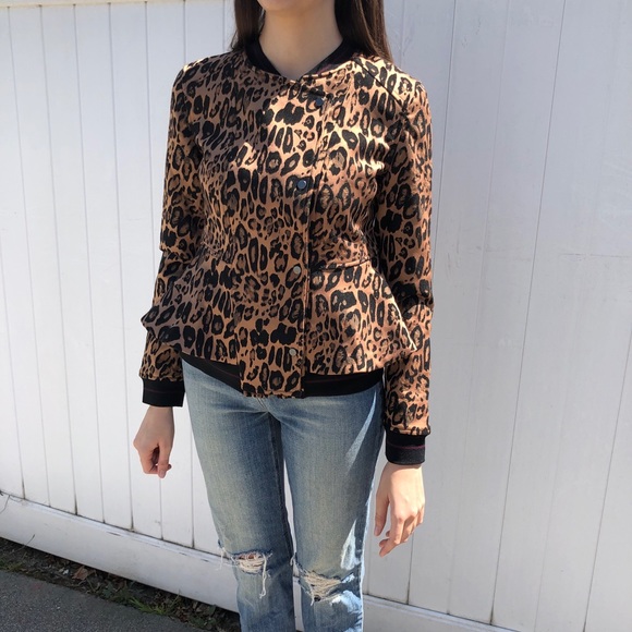 Trouve Leopard Print Peplum Jacket Sz Small - Picture 2 of 3